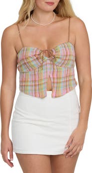 Billabong Crinkled Check Split Front Camisole