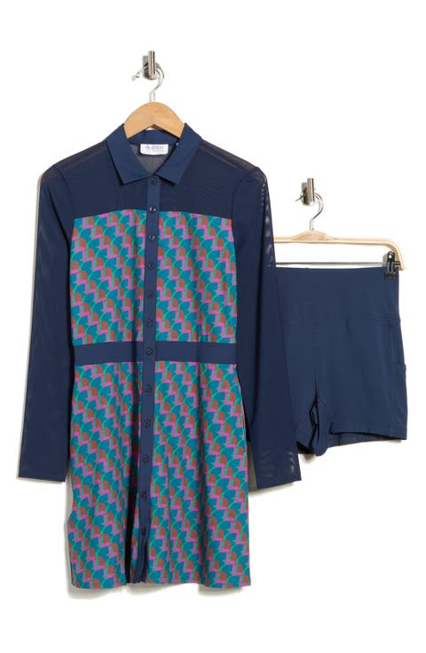 Long Sleeve Polo Dress & Shorts Set