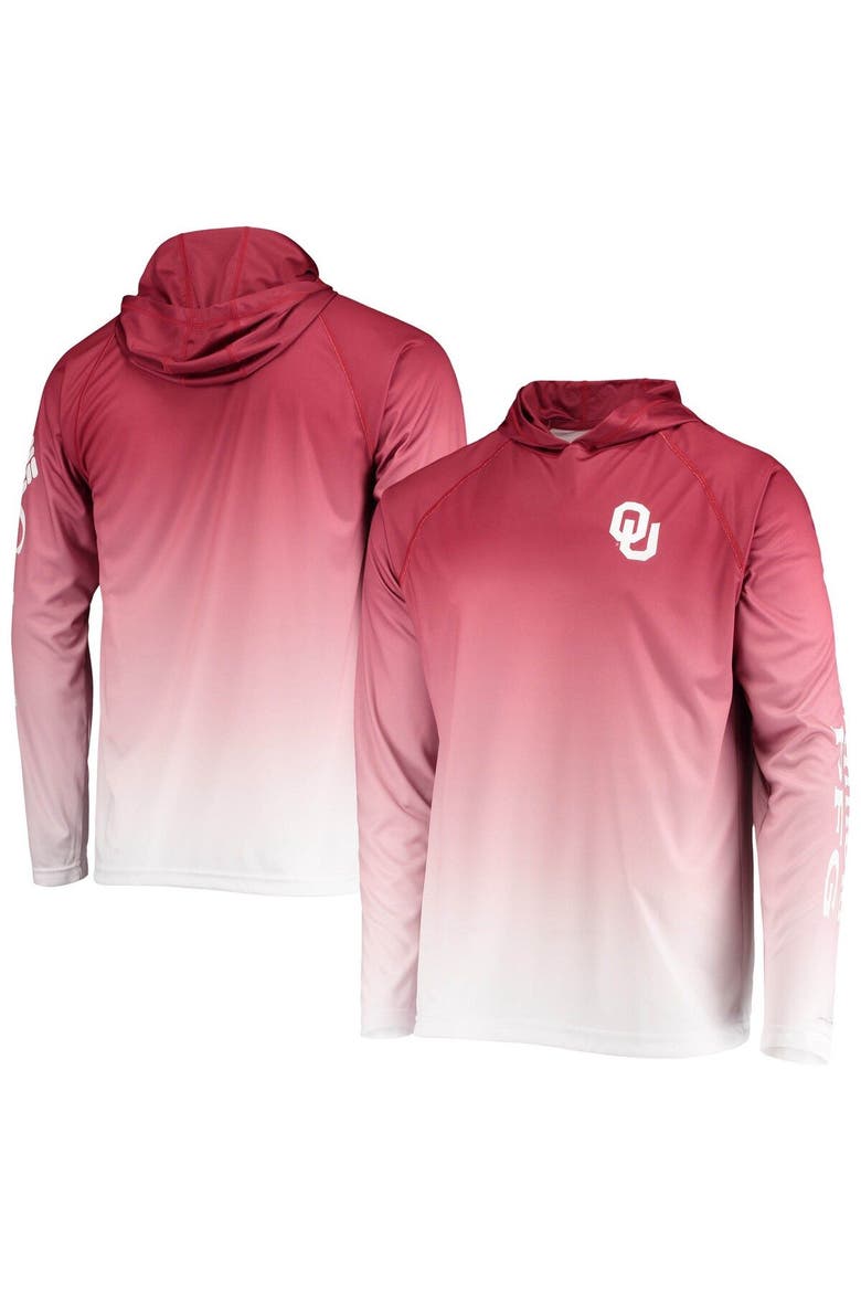 Men's Columbia PFG Crimson Oklahoma Sooners Terminal Tackle Omni-Shade UPF 50 Long Sleeve Hooded Top, Main, color, Crimson
