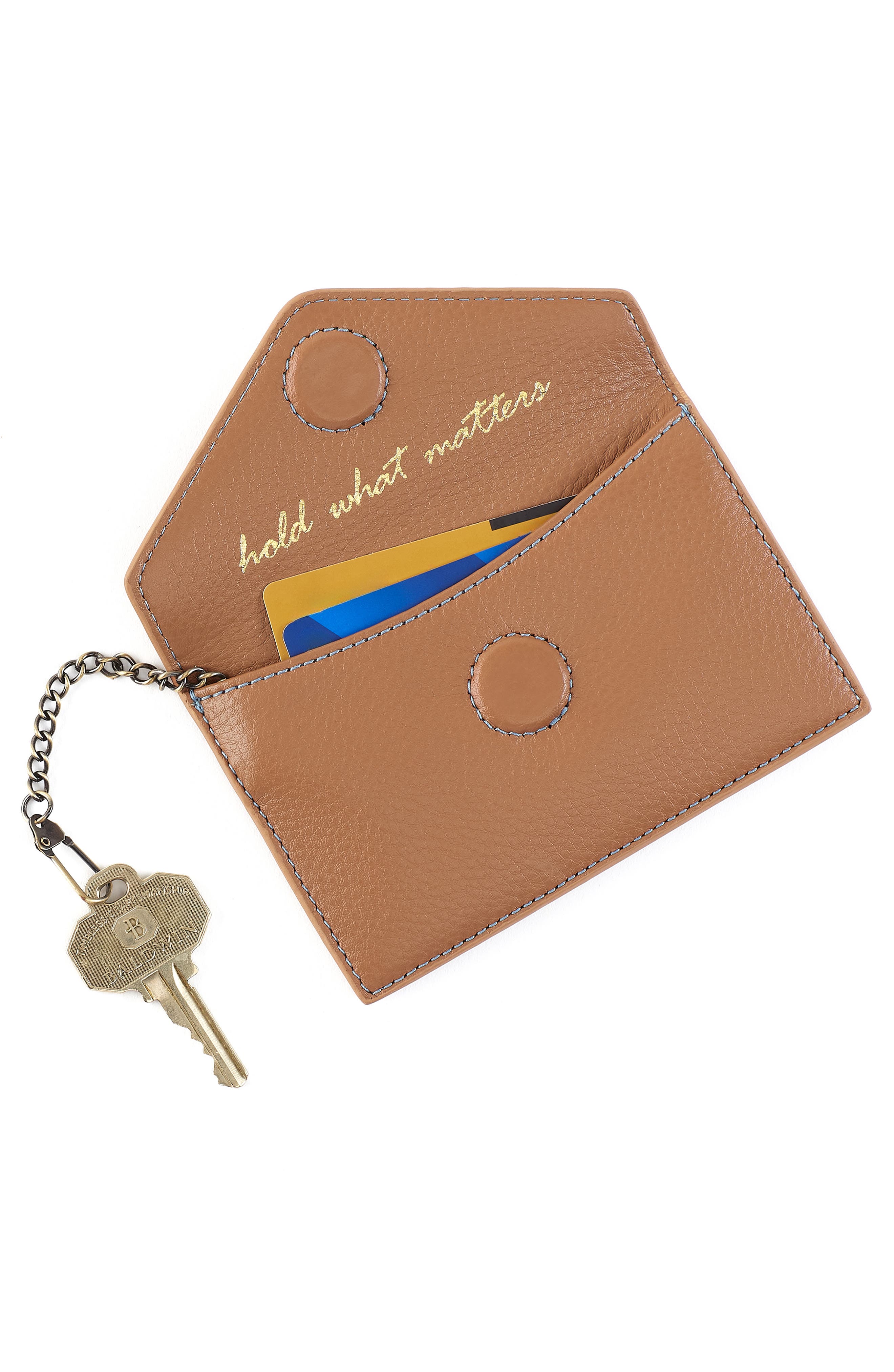 HOBO Goldie Leather Card Case, Alternate, color, Brown Sugar