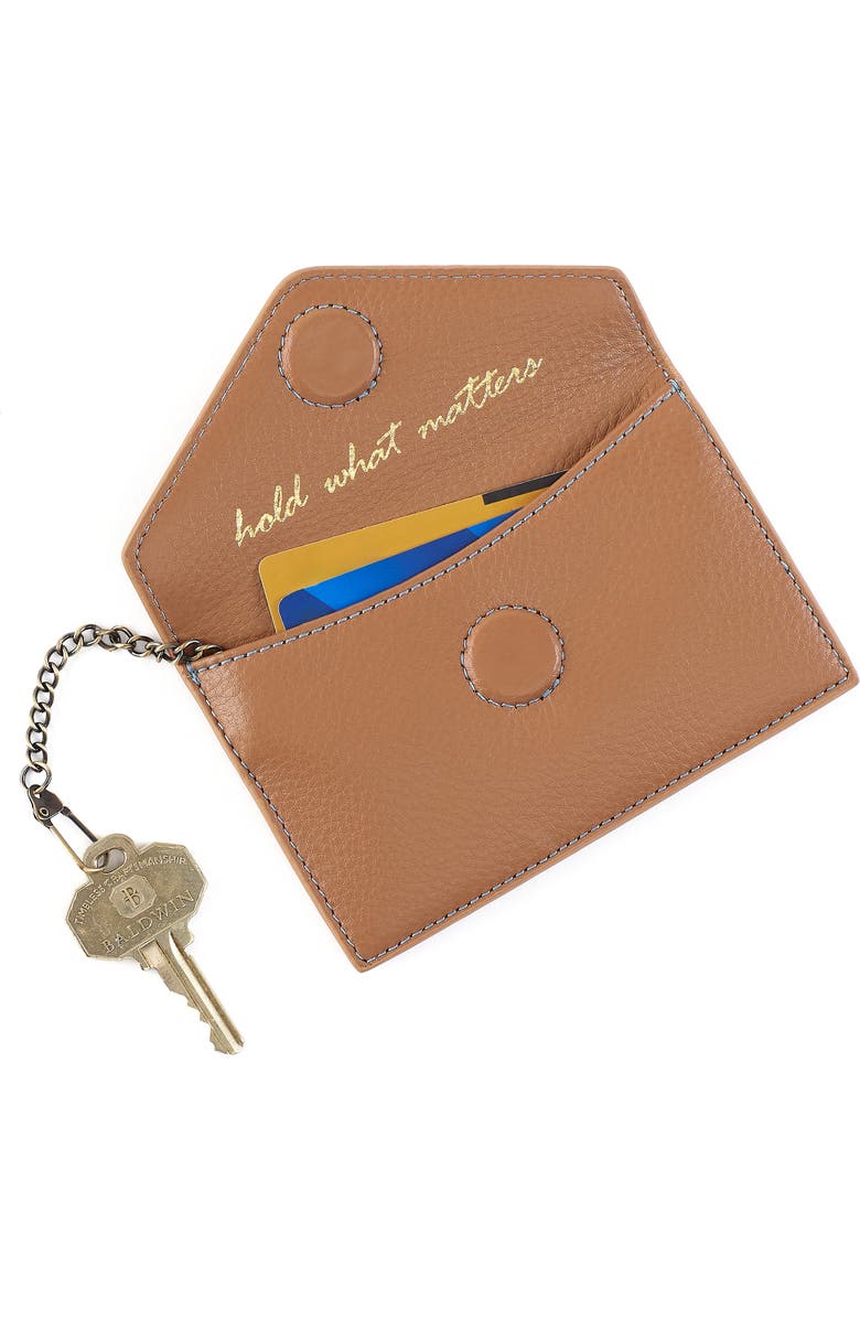 HOBO Goldie Leather Card Case, Alternate, color, Brown Sugar