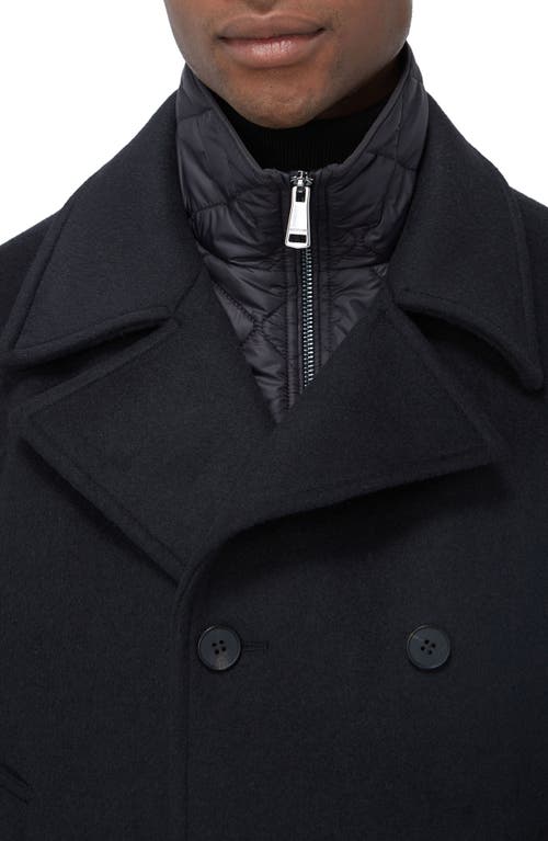 Bugatchi Wool Blend Peacoat With Removable Bib In Black