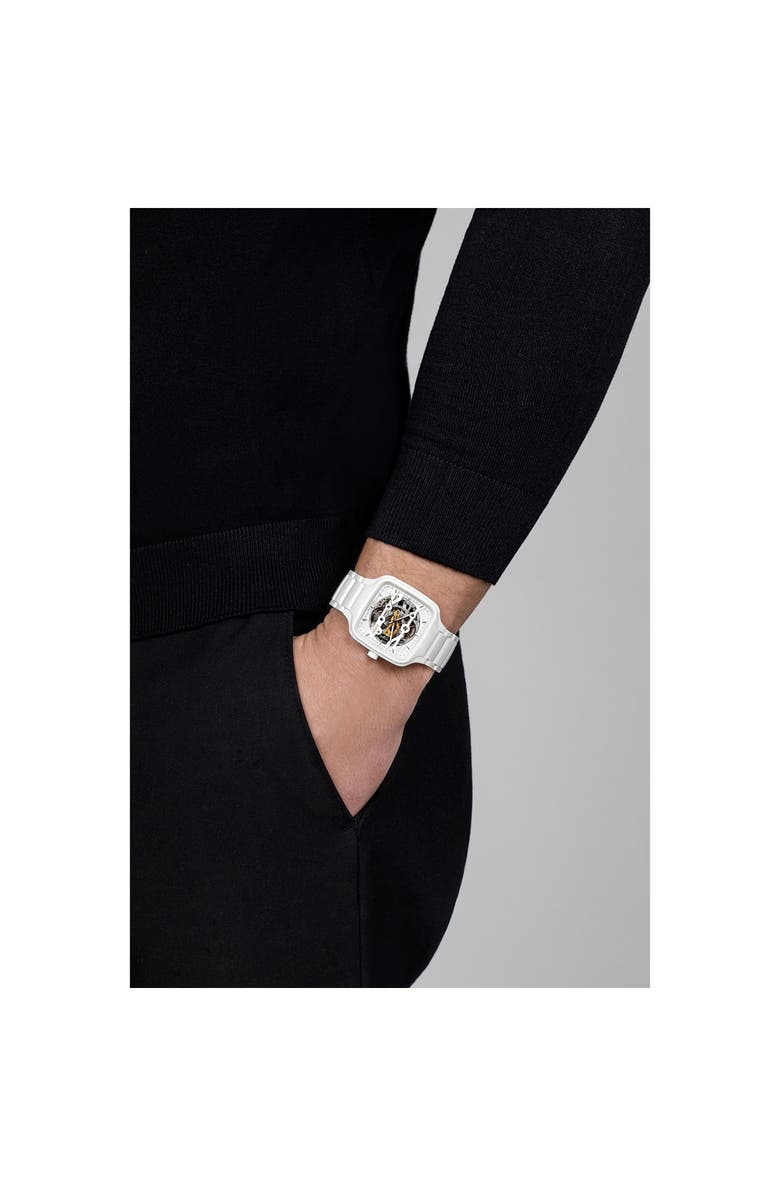 RADO True Square Skeleton Automatic Bracelet Watch, 38mm, Alternate, color,