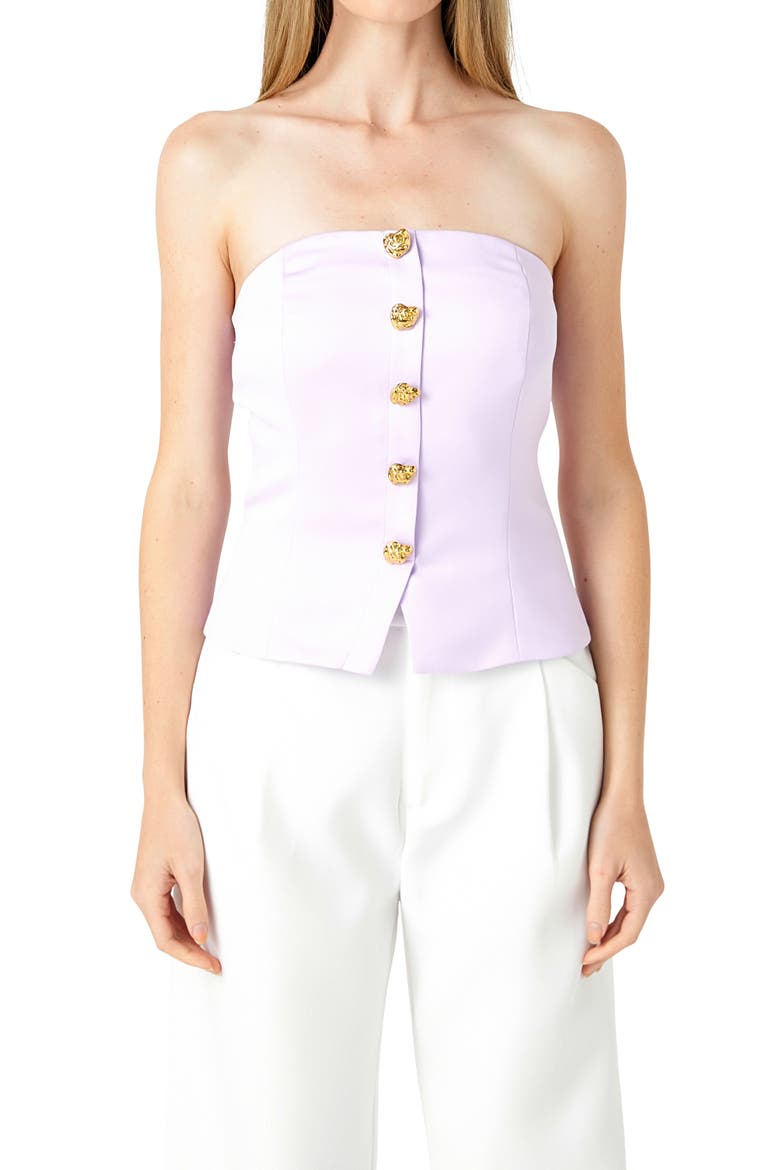 Strapless Button-Up Top, Alternate, color, LILAC