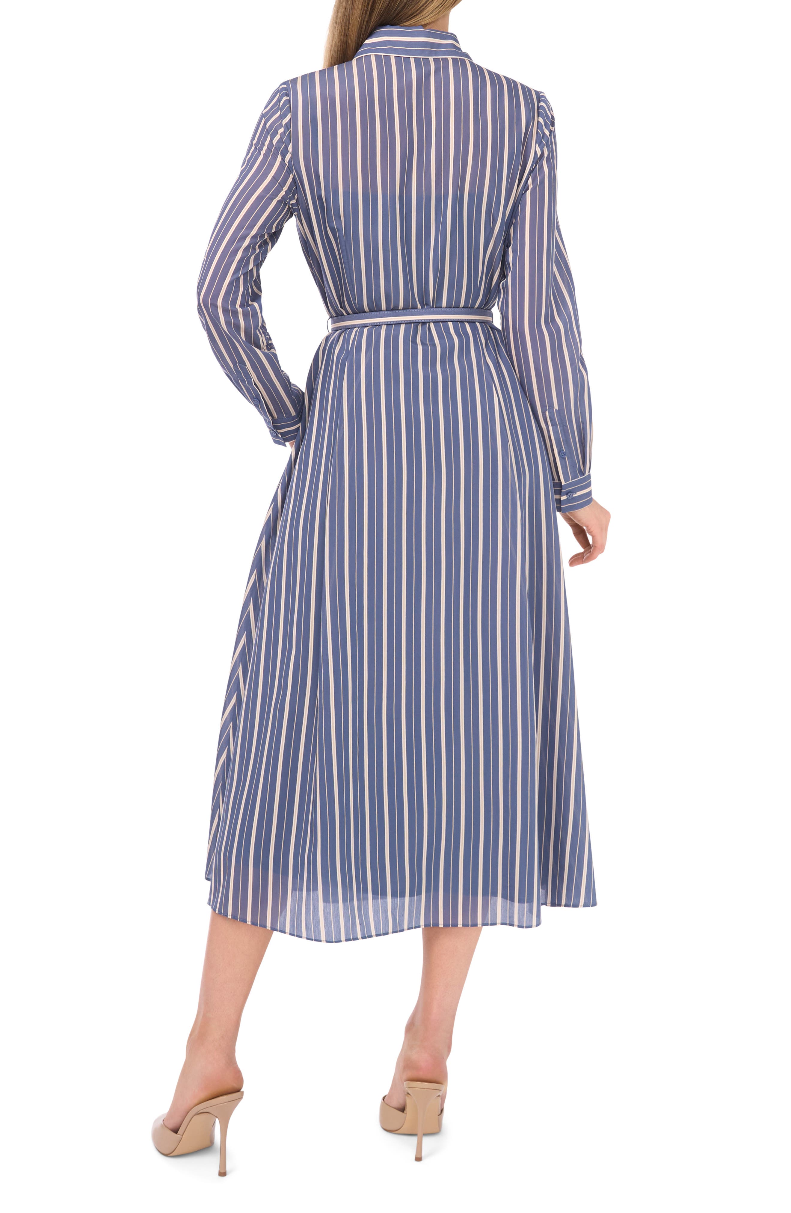 Stripe Long Sleeve Shirtdress - image 2