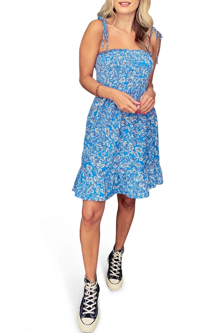 Animal Print Minidress, Main, color, BLUE MULTI
