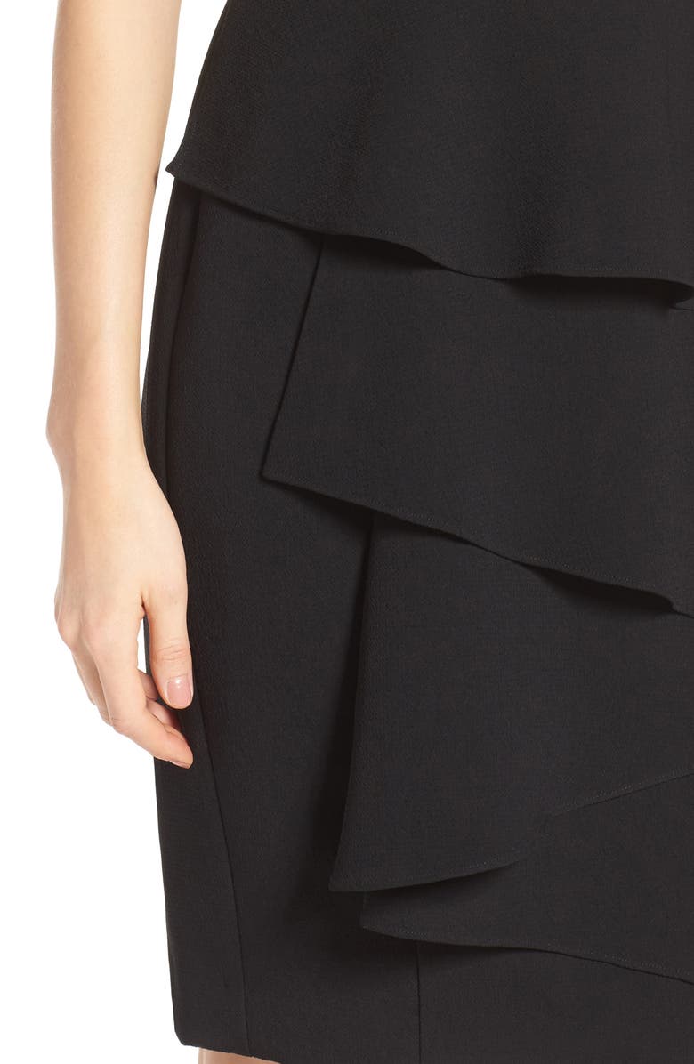 Eliza J Ella Ruffle Cascade Crepe Sheath Dress, Alternate, color,