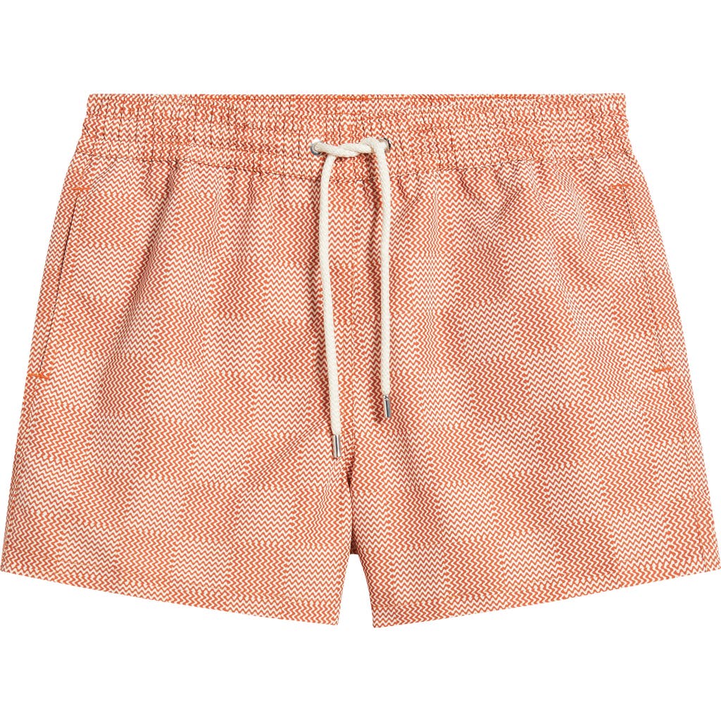 Frescobol Carioca Sport Copa Check Pattern Swim Trunks In Burnt Orange