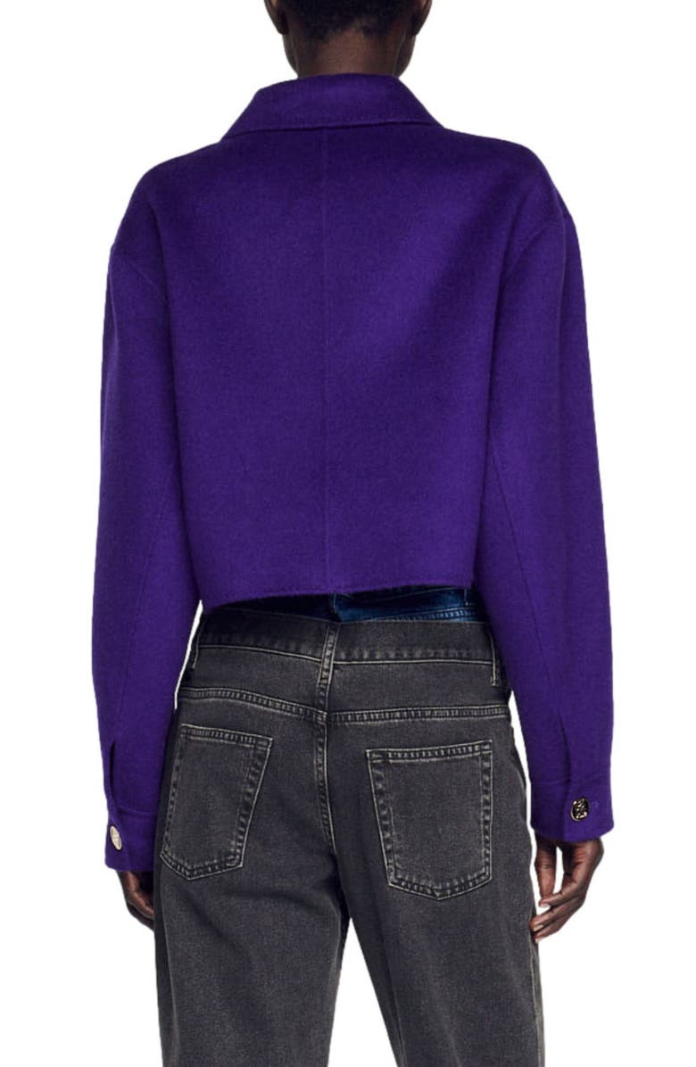 SANDRO Street Crop Wool Jacket, Alternate, color, Purple