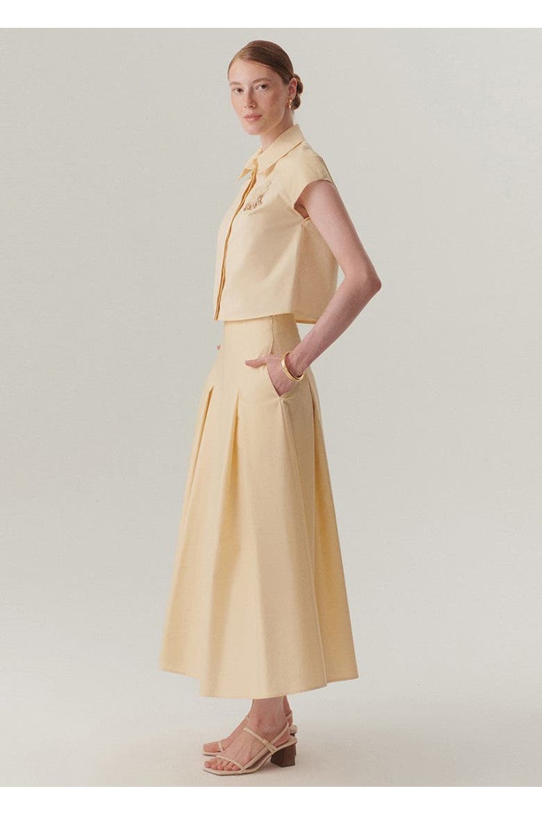 Hadley Midi Skirt, Alternate, color, YELLOW
