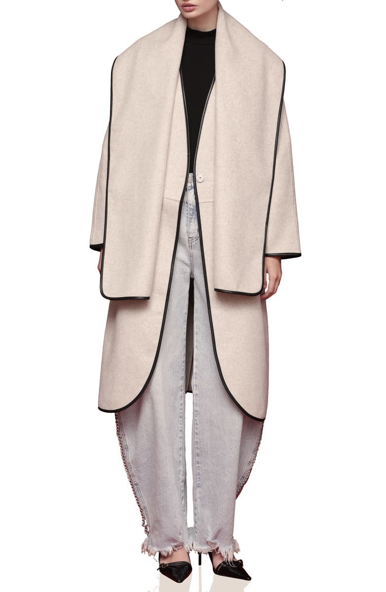 Avec Les Filles Cocoon Scarf Coat, Main, color, Oatmeal