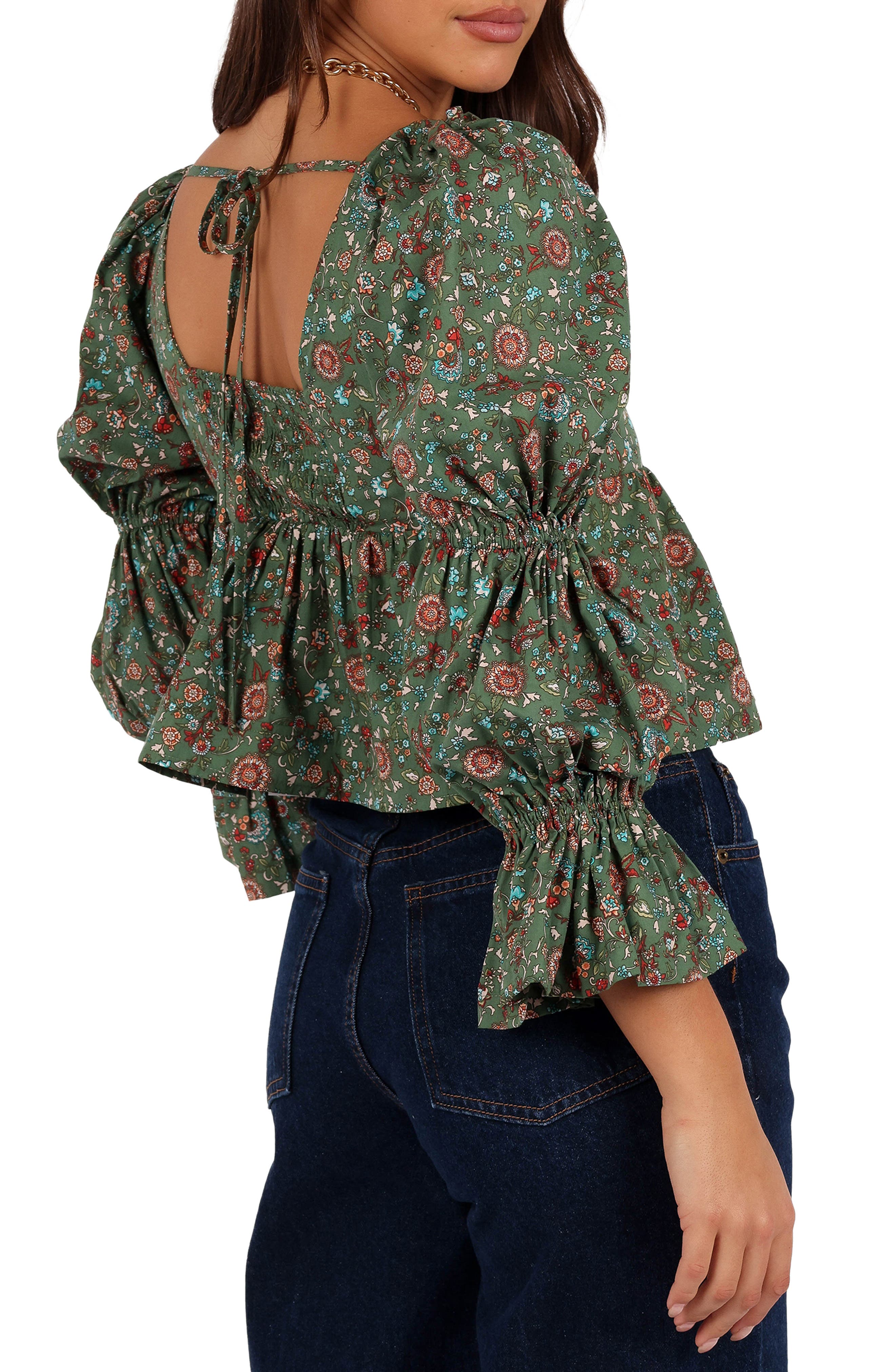 Petal & Pup Kenny Bubble Sleeve Crop Top (Women) | Nordstromrack