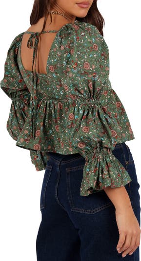 Kenny Bubble Sleeve Crop Top