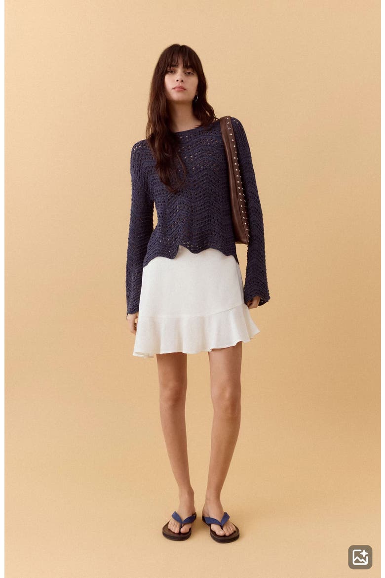 Asymmetrical Ruffled Miniskirt, Alternate, color, OFF WHITE