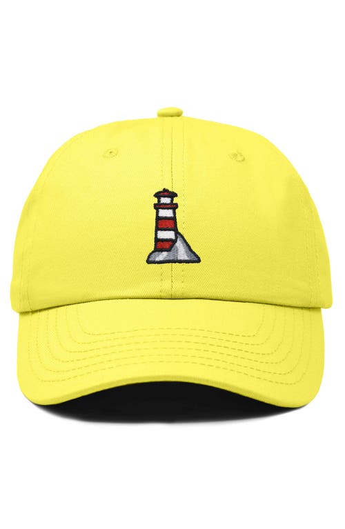 Dalix Lighthouse Embroidered Dad Hat In Yellow