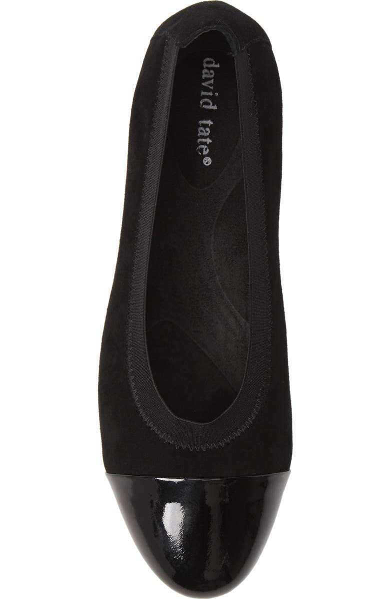 David Tate Nicole Cap Toe Flat, Alternate, color, Black Suede