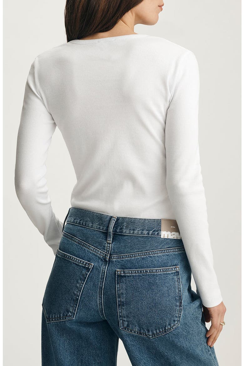 Stretch Cotton Rib Henley, Alternate, color, WHITE