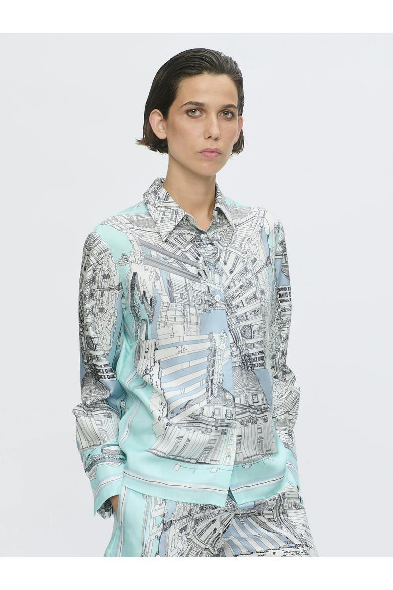 CAMERON Rome scarf shirt White, Alternate, color, Blue