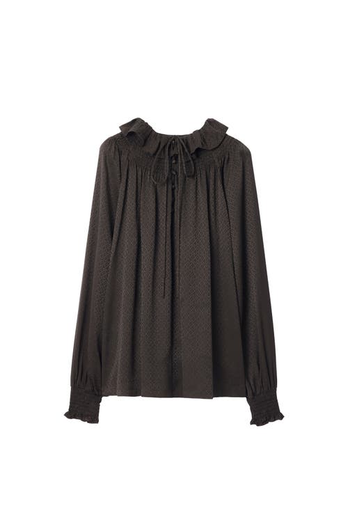 Burberry Geometric Silk Blouse In Brown