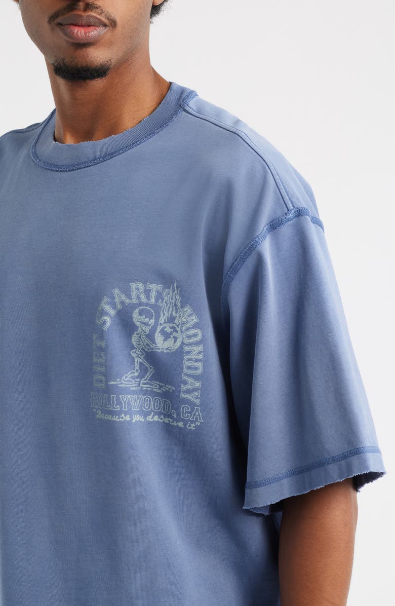 DIET STARTS MONDAY Hollywood Logo Graphic T-Shirt, Alternate, color, Washed Blue