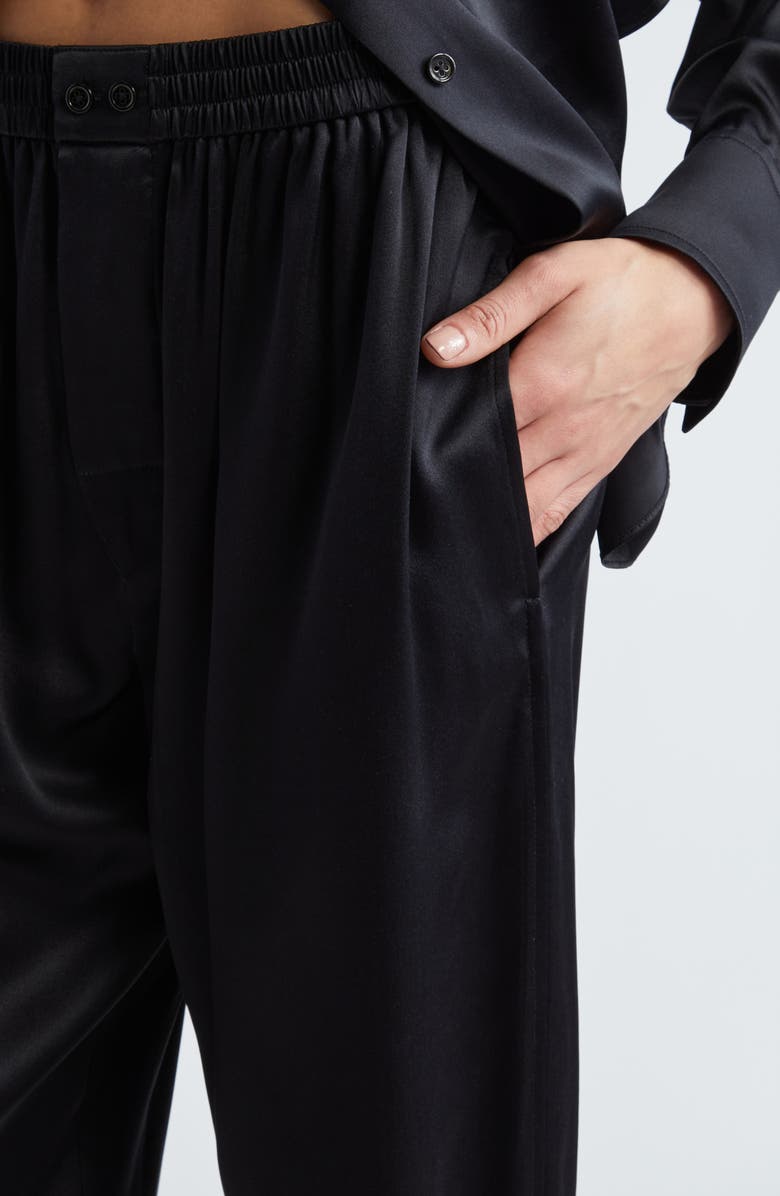 Alexander Wang Logo Cutout Silk Pajama Pants, Alternate, color, 