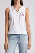 WEAR by Erin Andrews Women's WEAR by Erin Andrews White Los Angeles Angels Lace-Up Tank Top