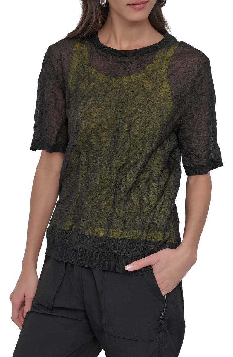 DKNY Metallic Layered Sweater, Main, color, 