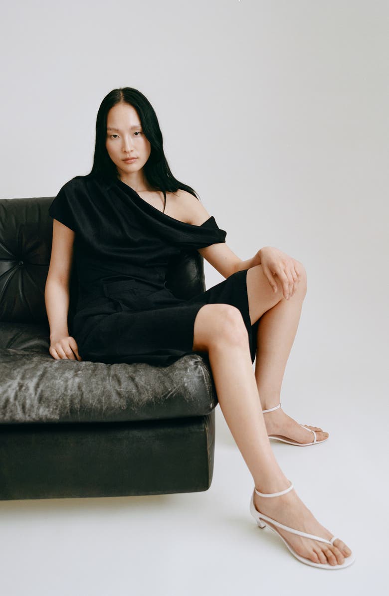 MANGO Ankle Strap Kitten Heel Sandal, Alternate, color, Ecru