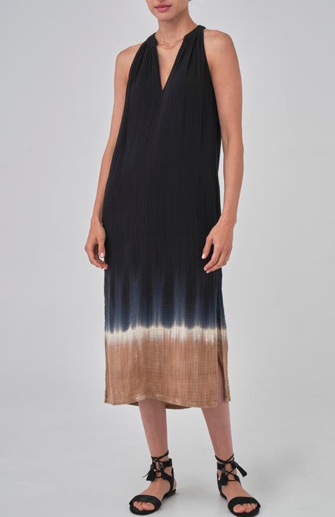 Sleeveless Gauze Midi Dress with Pockets