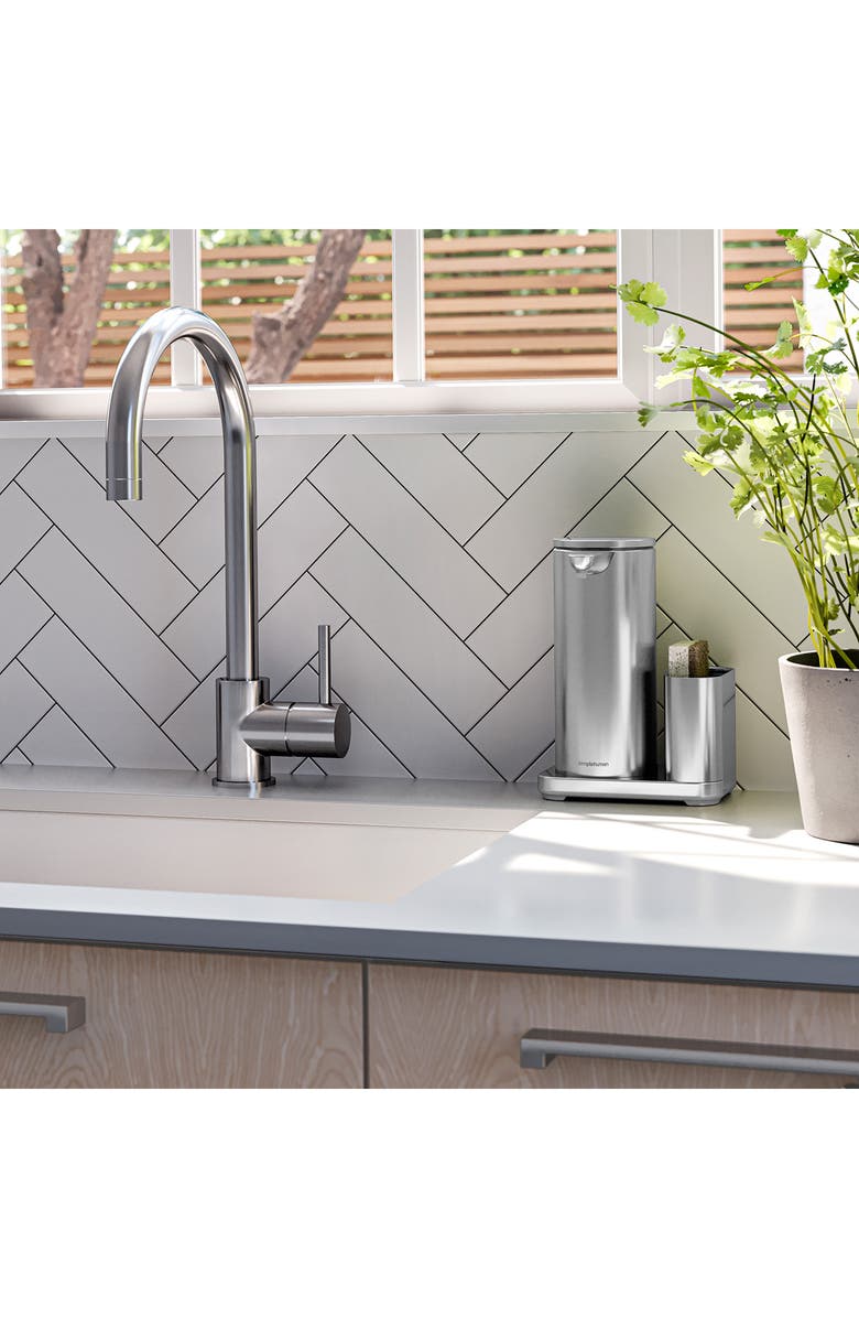 simplehuman Rechargeable Liquid Soap Sensor Pump & Caddy, Alternate, color, Brushed Stainless Steel