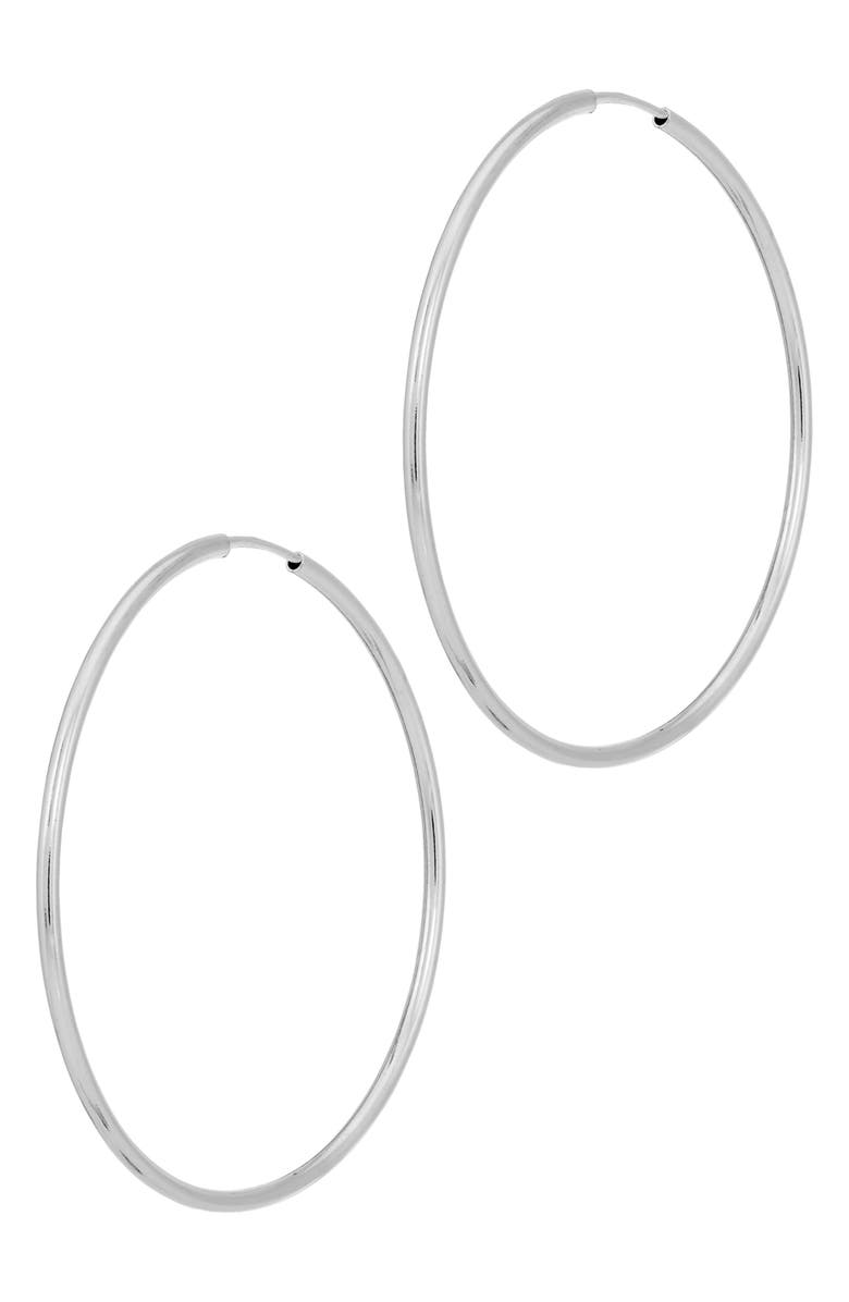 SAVVY CIE JEWELS Brazillian Hoop Earrings, Main, color, White Gold