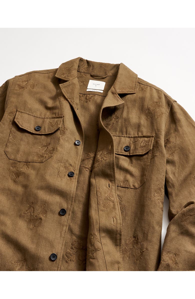 Billy Reid Pelican Gulf Embroidered Long Sleeve Linen & Cotton Camp Shirt, Alternate, color,