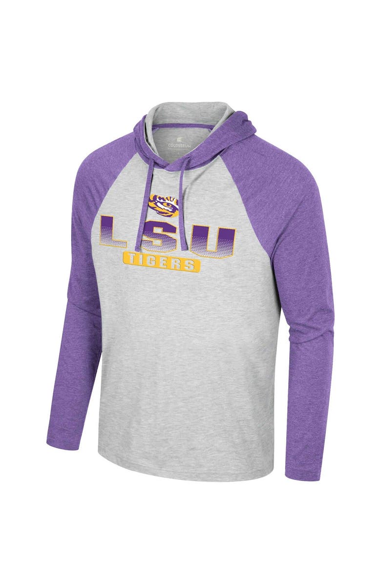 COLOSSEUM Men's Colosseum  Heather Gray LSU Tigers Hasta La Vista Raglan Hoodie Long Sleeve T-Shirt, Alternate, color, 