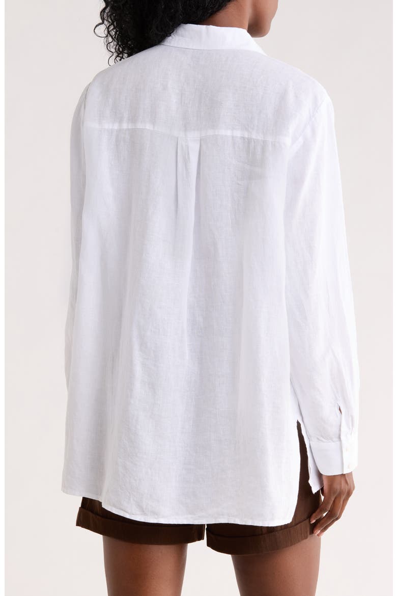 Classic Collar Organic Linen Button-Up Shirt, Alternate, color, WHITE