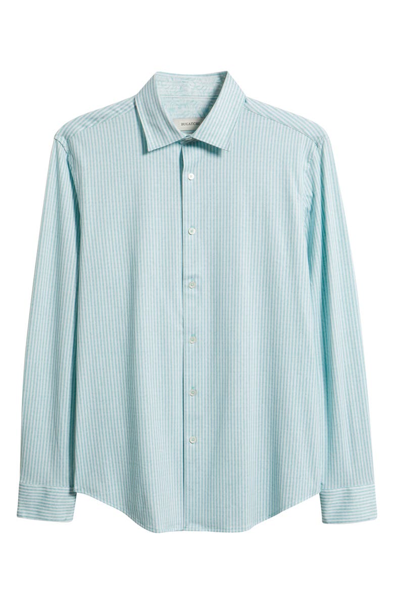 Bugatchi Jimmy OoohCotton<sup>®</sup> Stripe Button-Up Shirt, Main, color, Menthol
