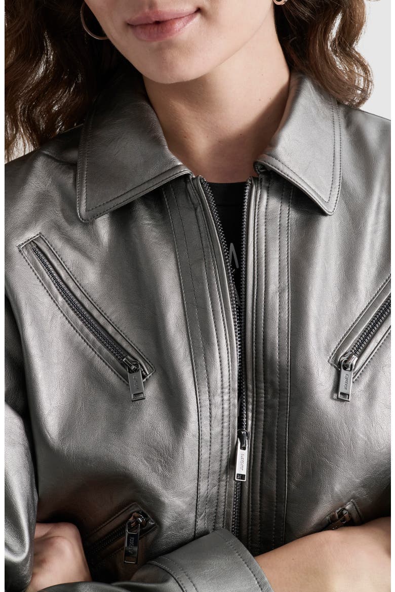 Faux Leather Moto Jacket, Alternate, color, GUNMETAL