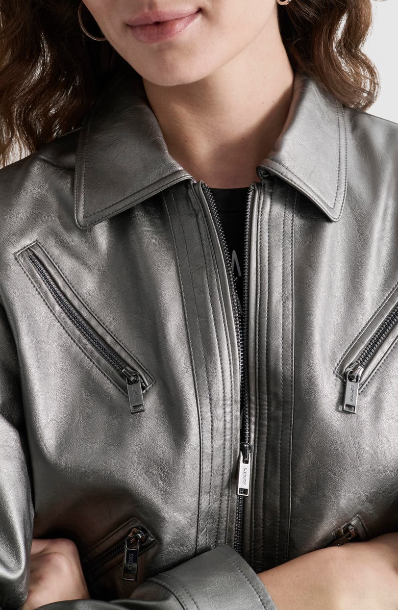 DKNY Faux Leather Moto Jacket, Alternate, color, 