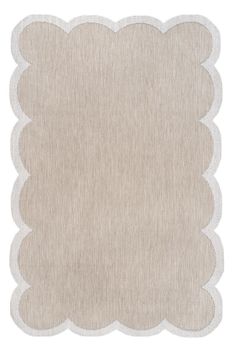 Alice Classic Cottage Two-Tone Scalloped Indoor/Outdoor Shaped Area Rug, Main, color, Beige/Cream