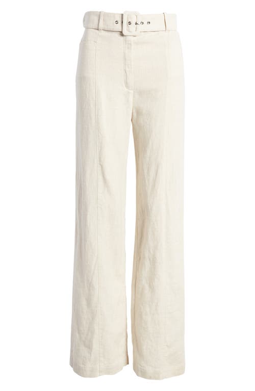 & Other Stories Belted Linen Flare Pants In White