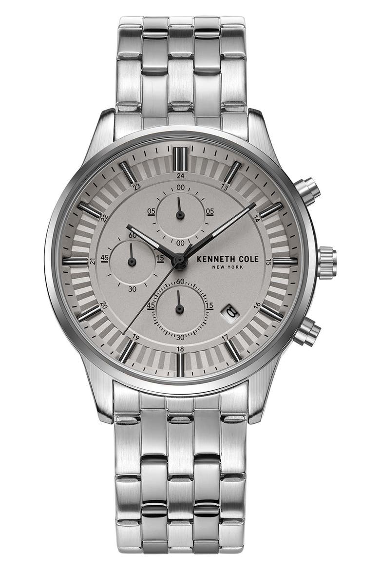 Bracelet Chronograph Watch, 45mm, Main, color, SILVER