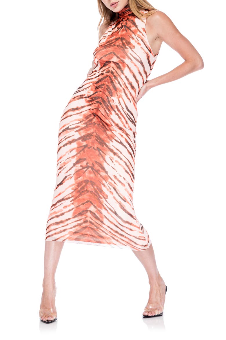 Poste Turtleneck Body-Con Maxi Dress, Main, color, PLACEMENT TIGER