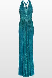 Jenny Packham Lana Sequin-Embellished V-neck Maxi Dress