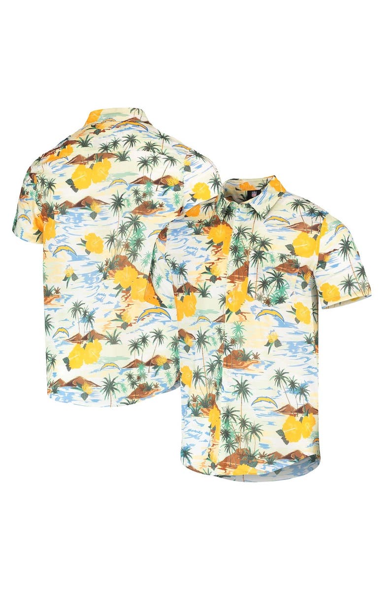 FOCO Men's FOCO Cream Los Angeles Chargers Paradise Floral Button-Up Shirt, Main, color, 
