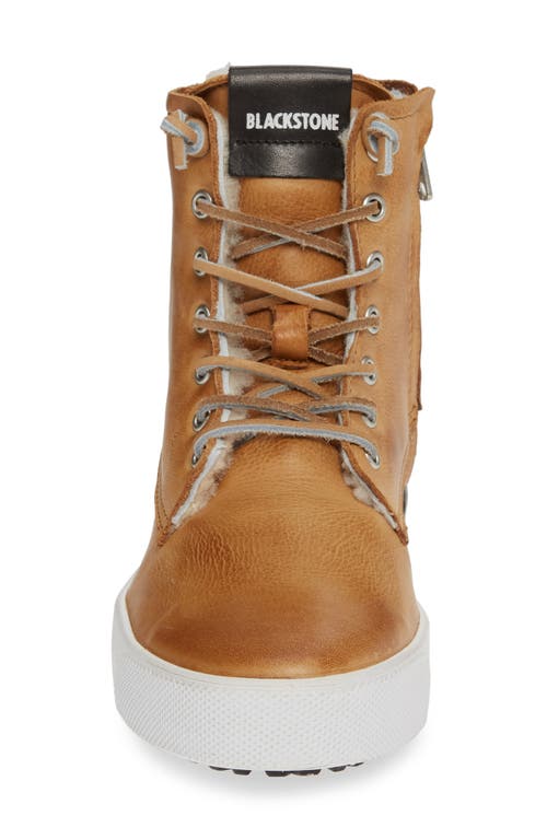 Blackstone Ql41 High Top Sneaker With Genuine Shearling Lining In Rust Leather