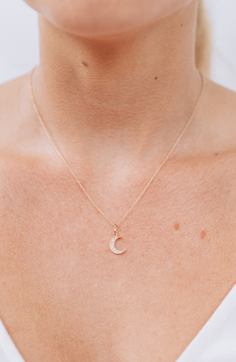 Anzie Pavé Diamond Crescent Moon Charm, Alternate, color, Gold