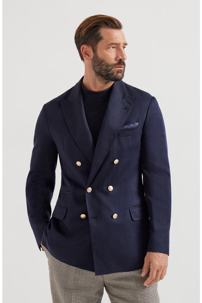 Twill unconstructed blazer, Main, color, Navy Blue