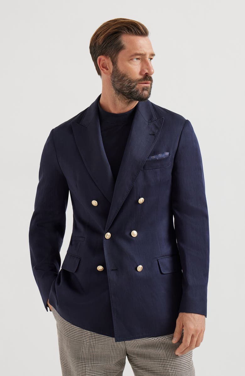 Brunello Cucinelli Twill unconstructed blazer, Main, color, Navy Blue