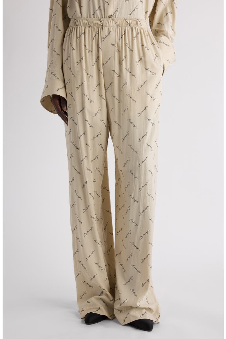Logo Jacquard Pajama Pants, Main, color, 9711 LIGHT BEIGE/ BLACK