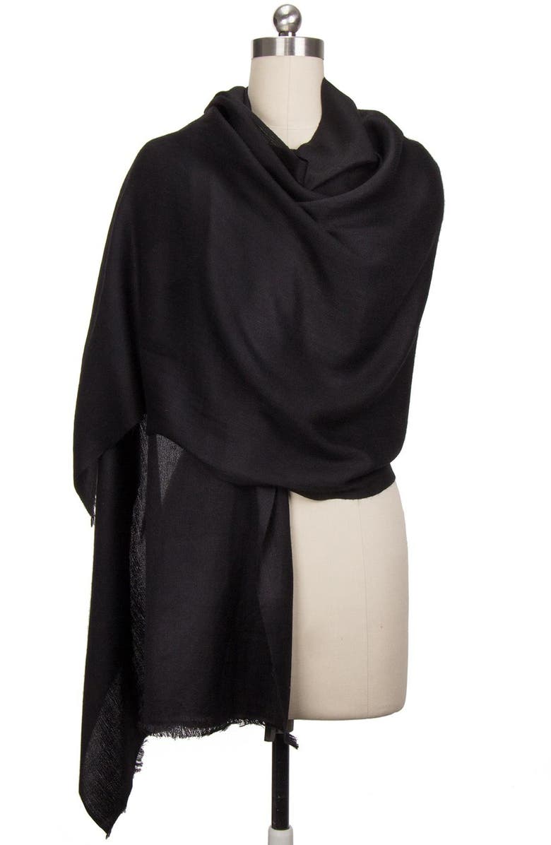 SAACHI Cashmere Silk Eyelash Fringe Scarf, Alternate, color, Black