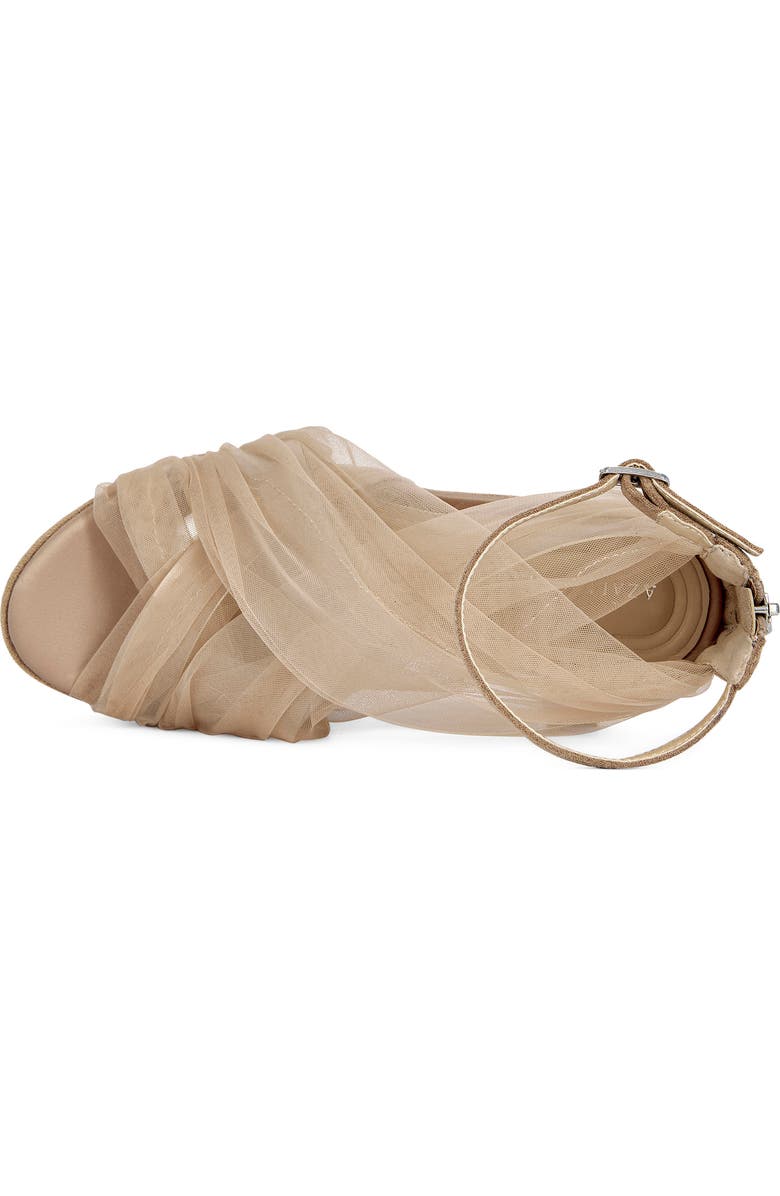AZALEA WANG Ballerine Platform Wedge Ankle Strap Sandal, Alternate, color, Beige